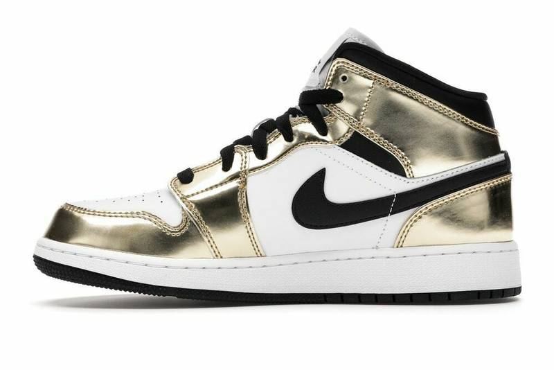 Air Jordan 1 Mid Metallic Gold Black White