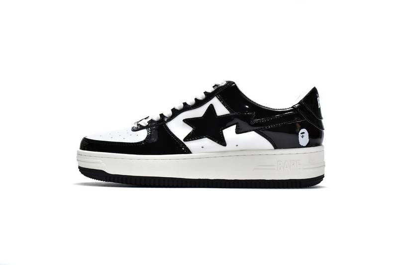 Bape Sk8 Sta Low Black and white patent leather