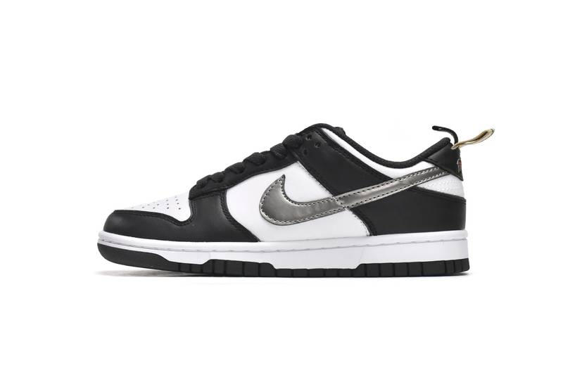 Nike Dunk Low Black White Metallic
