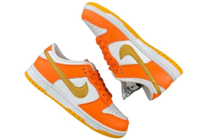 Nike Dunk Low White/Orange Blaze-Gold​