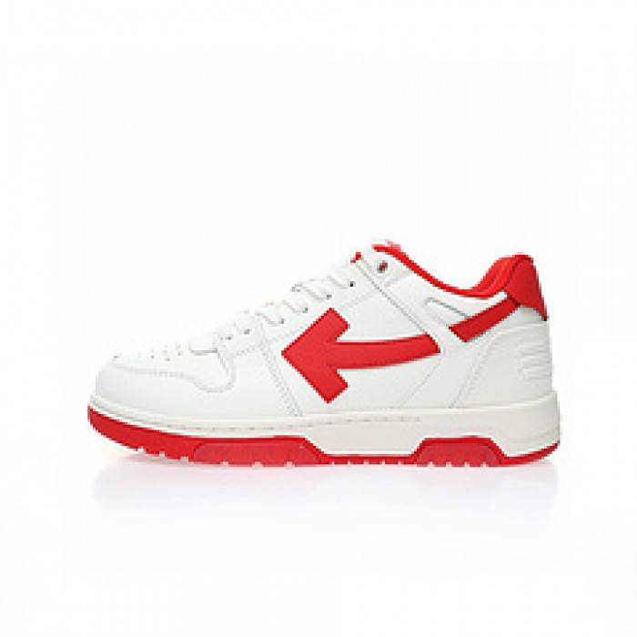 OFF-WHITE Out Of Office “OOO” Low Tops Black White Red OMIA189S23LEA0012511