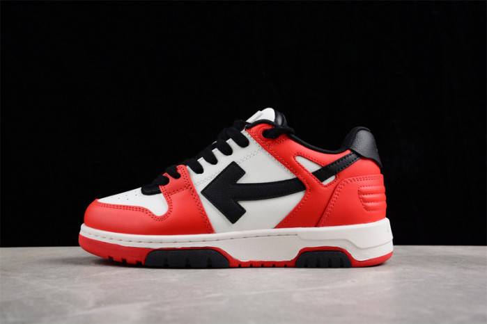OFF-WHITE Out Of Office “OOO” Low Tops Black White Red OMIA189S23LEA0012510