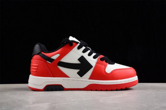 OFF-WHITE Out Of Office “OOO” Low Tops Black White Red OMIA189S23LEA0012510