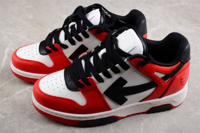 OFF-WHITE Out Of Office “OOO” Low Tops Black White Red OMIA189S23LEA0012510