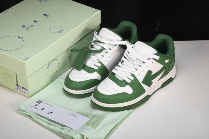 OFF-WHITE Out Of Office “OOO” Low Tops Green White 236121002